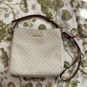 Michael Kors Beige and Brown Crossbody Bag
